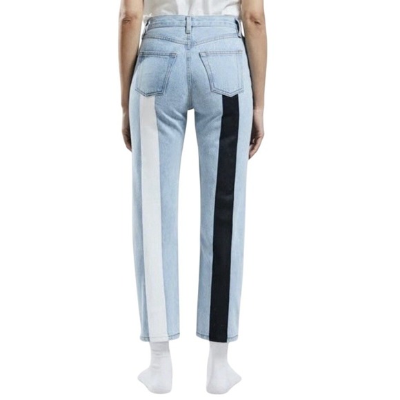 Still Here New York Tate Jeans Size 26 High Rise Straight Leg Asymmetric Stripe - Picture 14 of 15